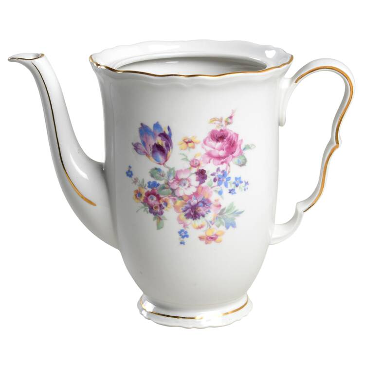 Bridal Rose (White Background) Coffee Pot No Lid