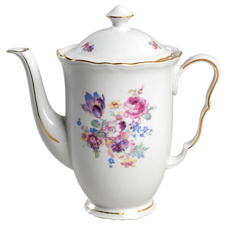 Bridal Rose (White Background) Coffee Pot & Lid