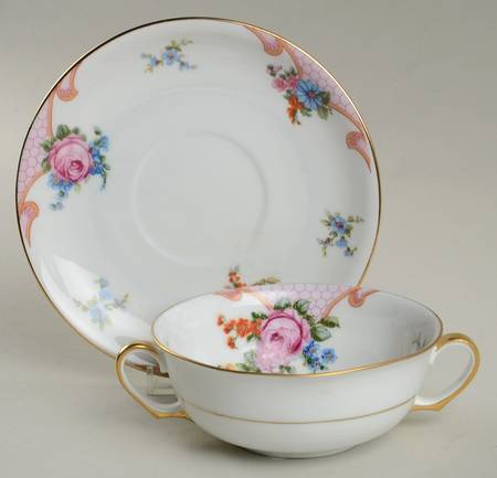 Bridal Rose (White Background) Flat Cream Soup & Saucer Set