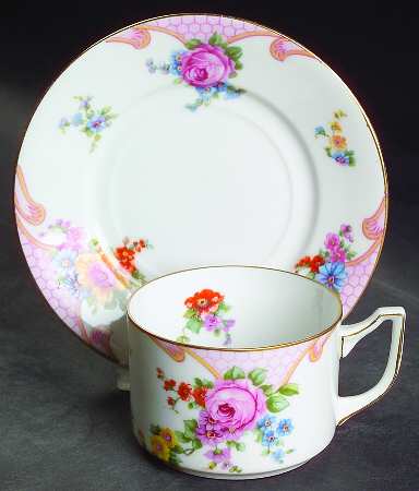 Bridal Rose (White Background) Flat Cup & Saucer Set