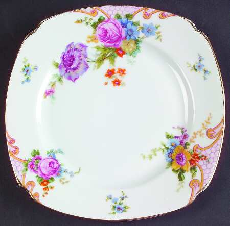 Bridal Rose (White Background) Square Salad Plate