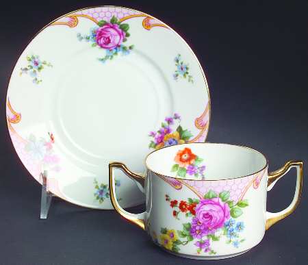 Bridal Rose (White Background) Flat Bouillon Cup & Saucer