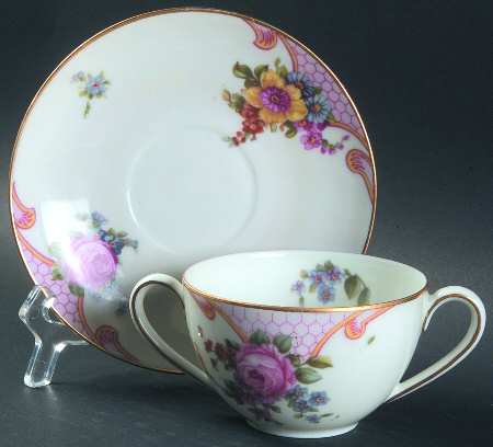 Bridal Rose (White Background) Flat Bouillon Cup & Saucer