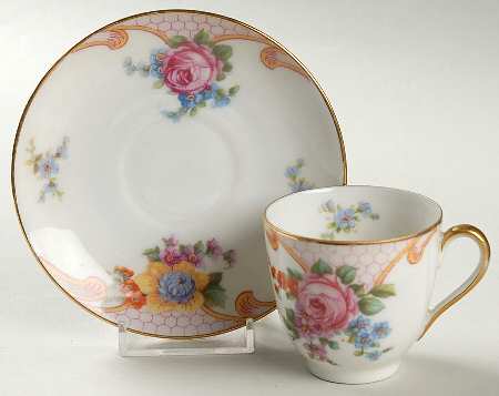 Bridal Rose (White Background) Flat Demitasse Cup & Saucer Set