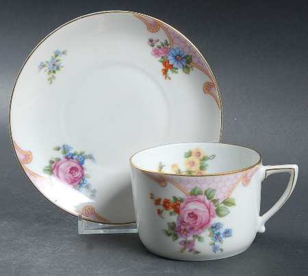 Bridal Rose (White Background) Flat Cup & Saucer Set