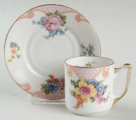 Bridal Rose (White Background) Flat Demitasse Cup & Saucer Set