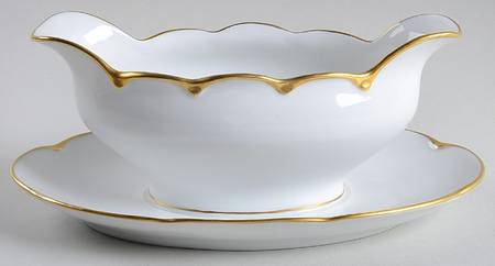 Coin Gold Alaska Gravy Boat with Attached Underplate