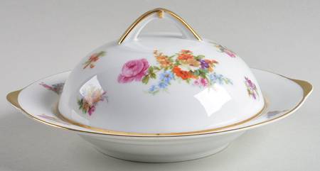 Dresdene (No Gold Filigree) Round Covered Butter