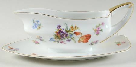 Dresdene (No Gold Filigree) Gravy Boat with Attached Underplate
