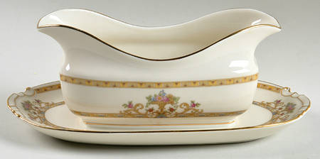 Moresque (Cream) Gravy Boat with Attached Underplate