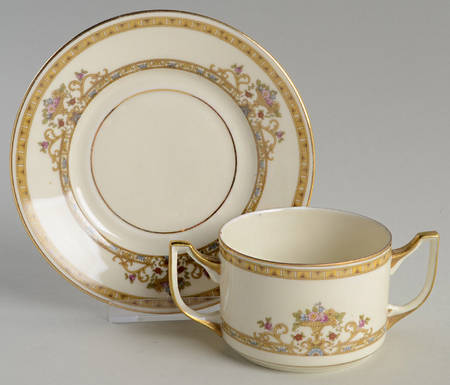 Moresque (Cream) Flat Bouillon Cup & Saucer