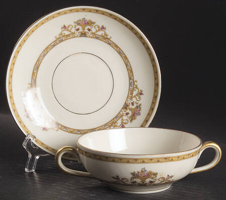 Moresque (Cream) Flat Cream Soup Bowl & Saucer Set