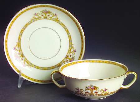 Moresque (Cream) Flat Cream Soup Bowl & Saucer Set