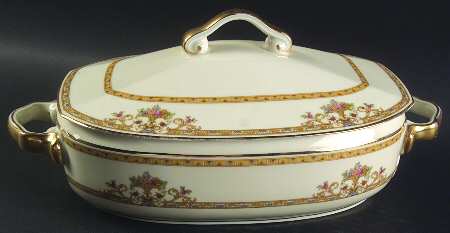 Moresque (Cream) Oval Covered Vegetable