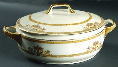 Moresque (Cream) Round Covered Vegetable