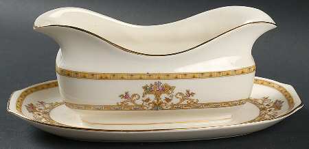 Moresque (Cream) Gravy Boat with Attached Underplate
