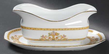 Moresque (White) Gravy Boat with Attached Underplate