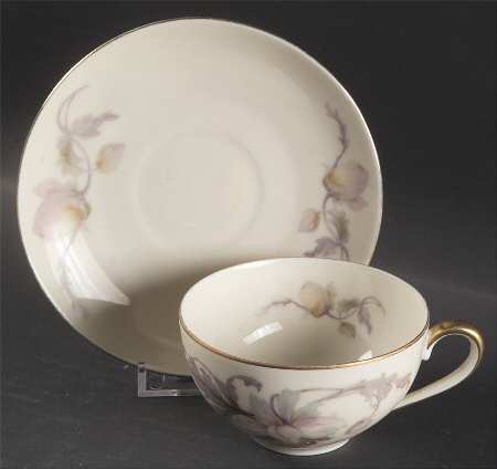 Pastelle (Cream Background, Smooth) Flat Cup & Saucer Set