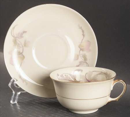 Pastelle (Cream Background, Smooth) Flat Cup & Saucer Set