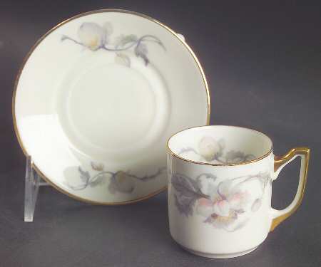 Pastelle (Cream Background, Smooth) Flat Demitasse Cup & Saucer Set