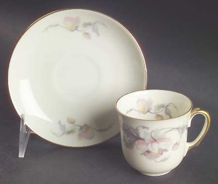 Pastelle (Cream Background, Smooth) Flat Demitasse Cup & Saucer Set