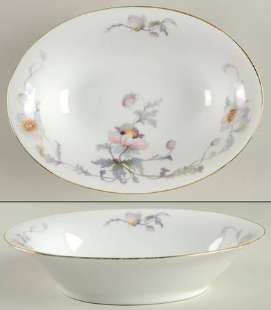 Pastelle (White Background) 9" Oval Vegetable Bowl
