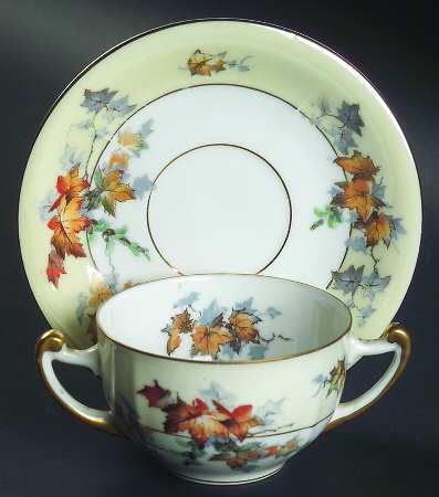 Silver Maple (Gold) Flat Bouillon Cup & Saucer