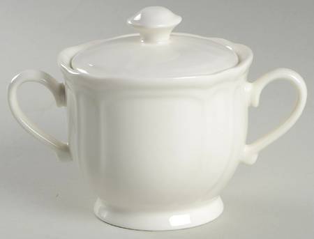 Baroque White Sugar Bowl & Lid