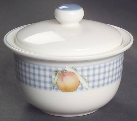 Country Gingham Sugar Bowl & Lid