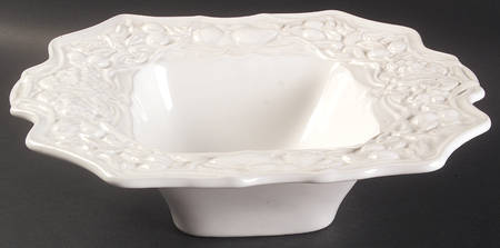 Embossed White Square Salad Serving Bowl