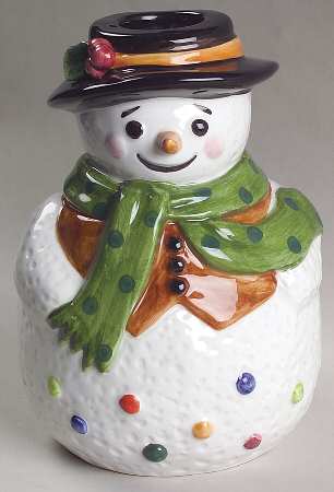 Mr Snowman Figural Candlestick