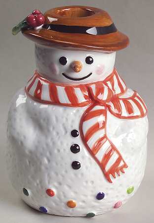Mr Snowman Figural Candlestick