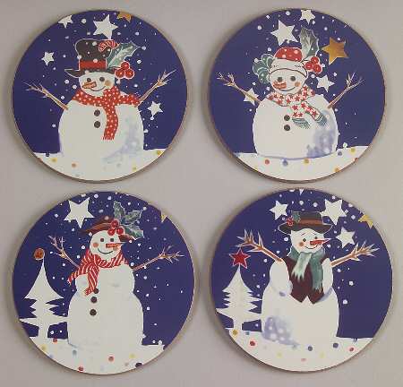 Mr Snowman 4 Piece Coaster Set