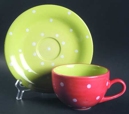Spinners Lime Flat Cup & Saucer Set