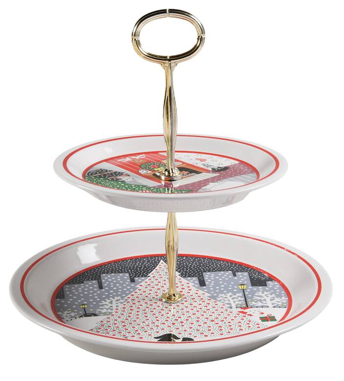 Twas The Night Before Christmas 6 5/8"-10"  2 Tiered Serving Tray (Dp, Sp) HC