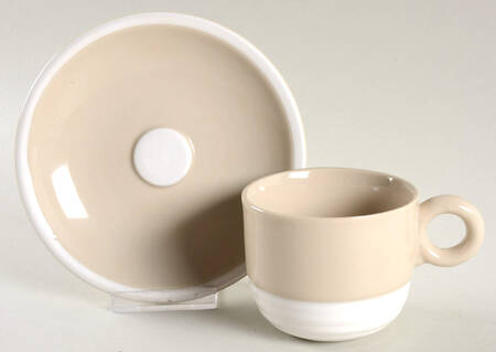 Whipped Cream Beige Flat Cup & Saucer Set