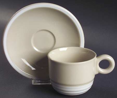 Whipped Cream Beige Flat Cup & Saucer Set