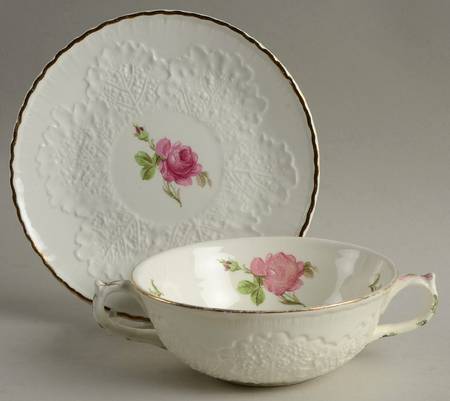 Princess Rose Flat Cream Soup Bowl & Saucer Set