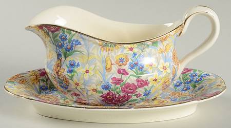 Sussex Cheery Chintz Gravy Boat & Underplate