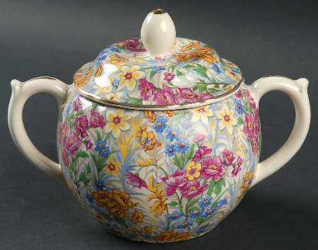 Sussex Cheery Chintz Sugar Bowl & Lid