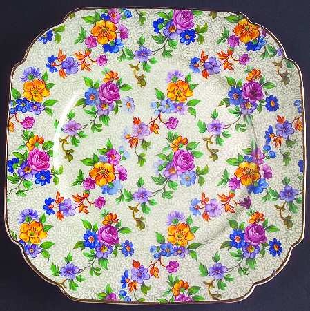Warwick (Gray Lines, Gold Trim) Square Salad Plate