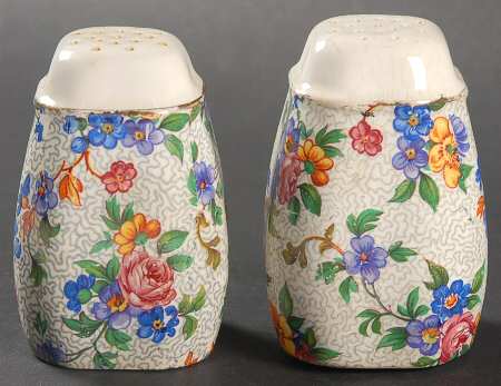 Warwick (Gray Lines, Gold Trim) Salt & Pepper Set