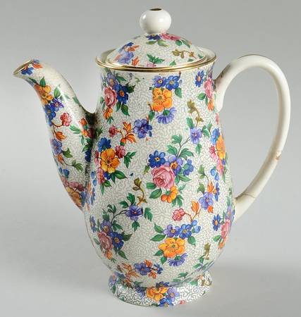 Warwick (Gray Lines, Gold Trim) Small Coffee Pot & Lid