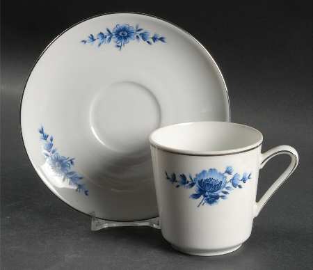 Danish Blue Flat Cup & Saucer Set