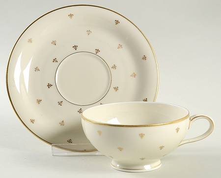Fleur De Lis Footed Cup & Saucer Set