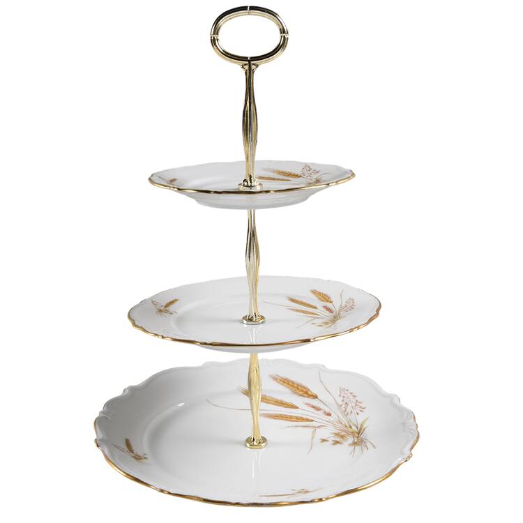 Royal Wheat 13 7/8"-14 1/4" 3-Tiered Serving Tray(DP,SP,BB) HC