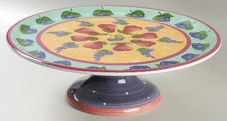 Bois D'Arc Tutti Fruitti 12" Diameter Pedestal Cake Stand