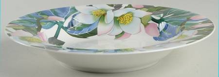 Winter Roses Large Rim Soup Bowl