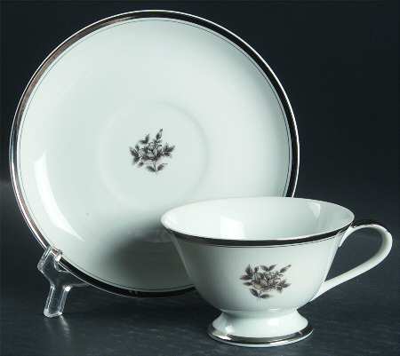 Midnight Rose Footed Cup & Saucer Set