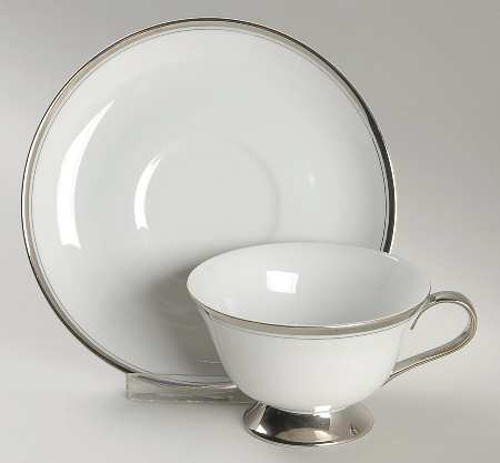 Wedding Band Footed Cup & Saucer Set
